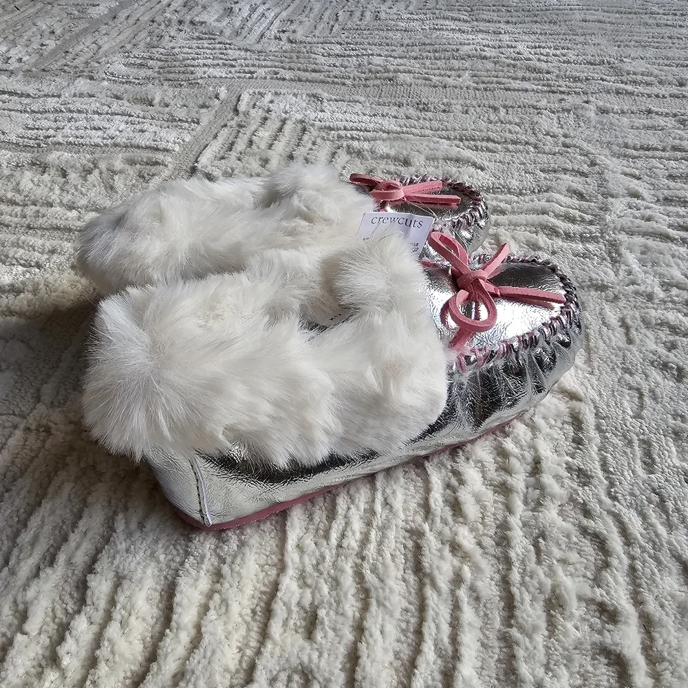 New! J.Crew K12 Crewcuts Girls Metallic Lodge Moccasins Slippers NWT BC932